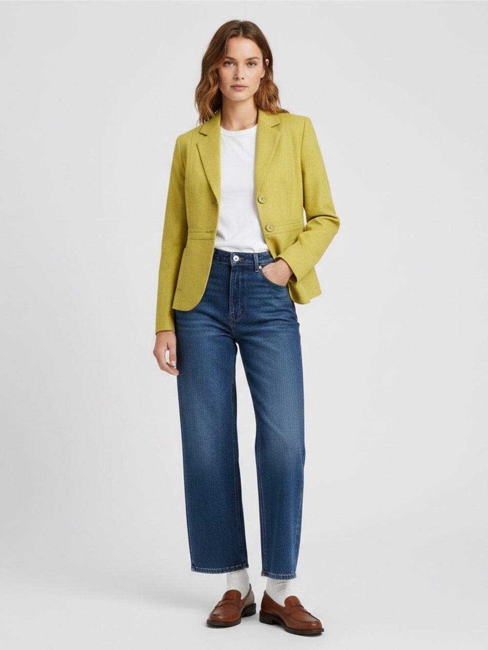 NWOT Fossil Chartreuse Blazer Tailored Professional Wear